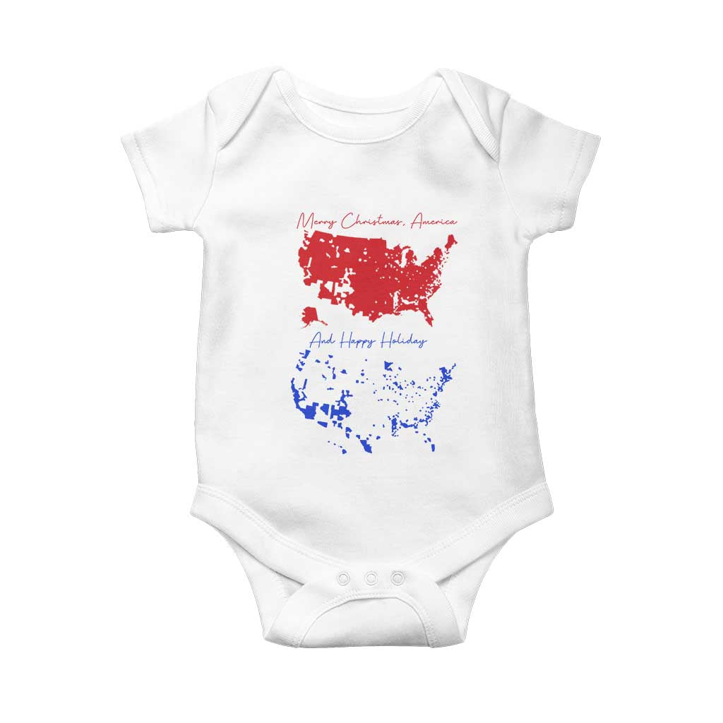 Funny Christmas Trump Baby Onesie 2024 Electoral Map Merry Christmas America Happy Holiday TS10 White Print Your Wear
