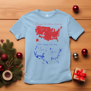 Funny Christmas Trump T Shirt 2024 Electoral Map Merry Christmas America Happy Holiday TS10 Light Blue Print Your Wear
