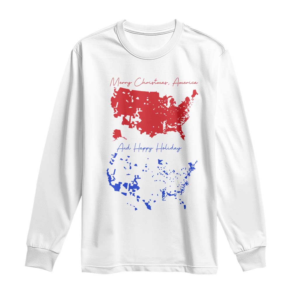 Funny Christmas Trump Long Sleeve Shirt 2024 Electoral Map Merry Christmas America Happy Holiday TS10 White Print Your Wear