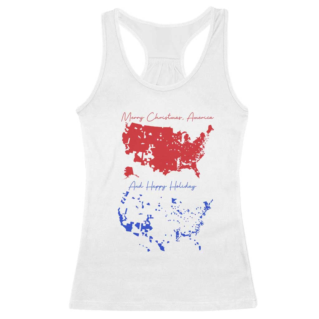 Funny Christmas Trump Racerback Tank Top 2024 Electoral Map Merry Christmas America Happy Holiday TS10 White Print Your Wear