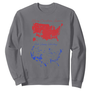 Funny Christmas Trump Sweatshirt 2024 Electoral Map Merry Christmas America Happy Holiday TS10 Charcoal Print Your Wear