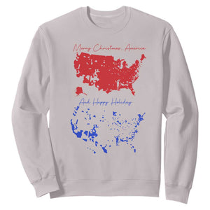 Funny Christmas Trump Sweatshirt 2024 Electoral Map Merry Christmas America Happy Holiday TS10 Ice Gray Print Your Wear