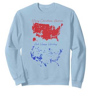 Funny Christmas Trump Sweatshirt 2024 Electoral Map Merry Christmas America Happy Holiday TS10 Light Blue Print Your Wear