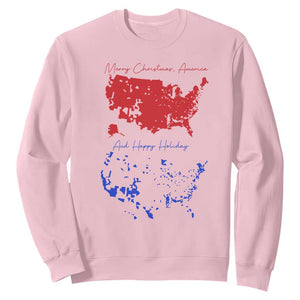 Funny Christmas Trump Sweatshirt 2024 Electoral Map Merry Christmas America Happy Holiday TS10 Light Pink Print Your Wear