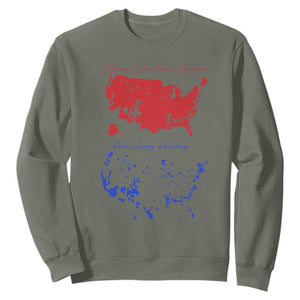Funny Christmas Trump Sweatshirt 2024 Electoral Map Merry Christmas America Happy Holiday TS10 Military Green Print Your Wear