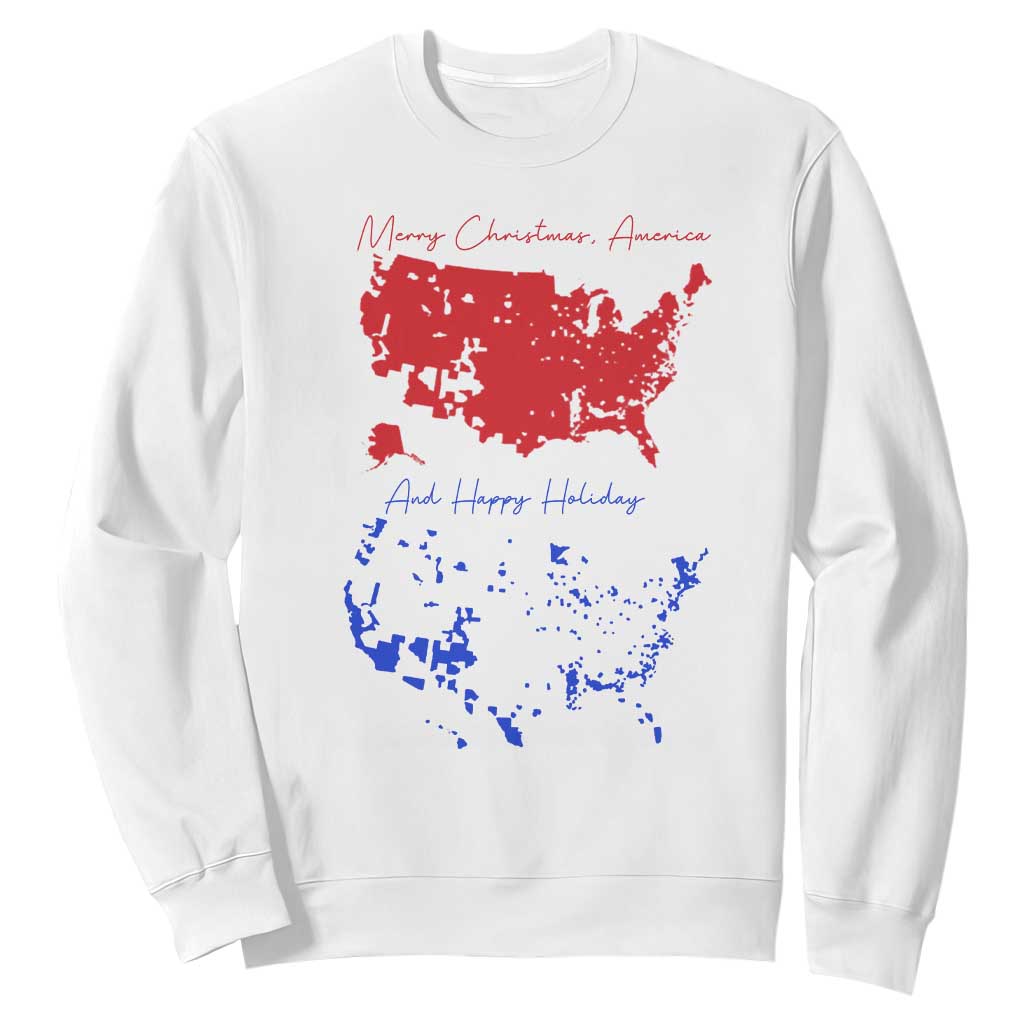 Funny Christmas Trump Sweatshirt 2024 Electoral Map Merry Christmas America Happy Holiday TS10 White Print Your Wear