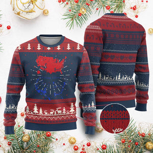 Funny Trump Ugly Christmas Sweater 2024 Electoral Map Merry Christmas America Happy Holiday TS10 Burgundy Print Your Wear