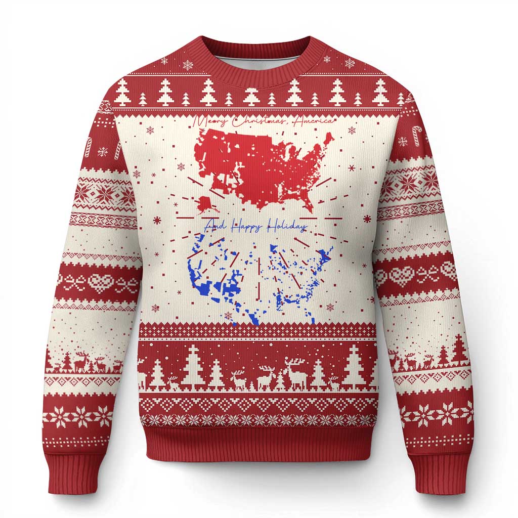 Funny Trump Ugly Christmas Sweater 2024 Electoral Map Merry Christmas America Happy Holiday TS10 Red Print Your Wear
