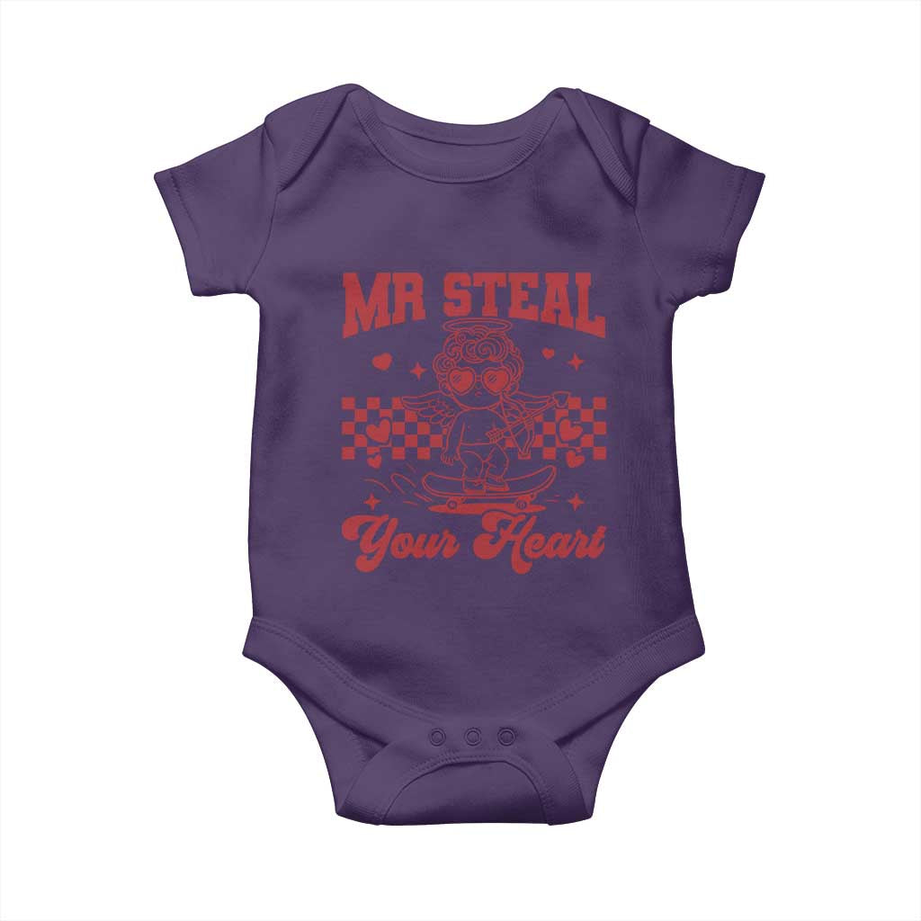 Mr Steal Your Heart Baby Onesie Cute Cupid Youth Boys Baby Boy Valentine Toddler TS10 Purple Print Your Wear