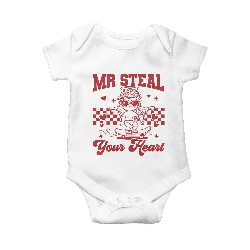Mr Steal Your Heart Baby Onesie Cute Cupid Youth Boys Baby Boy Valentine Toddler TS10 White Print Your Wear