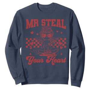 Mr Steal Your Heart Sweatshirt Cute Cupid Youth Boys Baby Boy Valentine Toddler TS10 Navy Print Your Wear