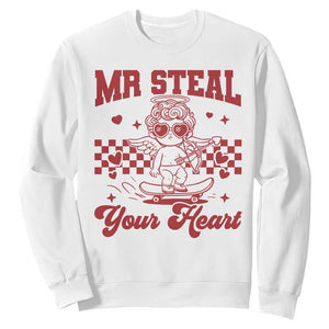 Mr Steal Your Heart Sweatshirt Cute Cupid Youth Boys Baby Boy Valentine Toddler TS10 White Print Your Wear