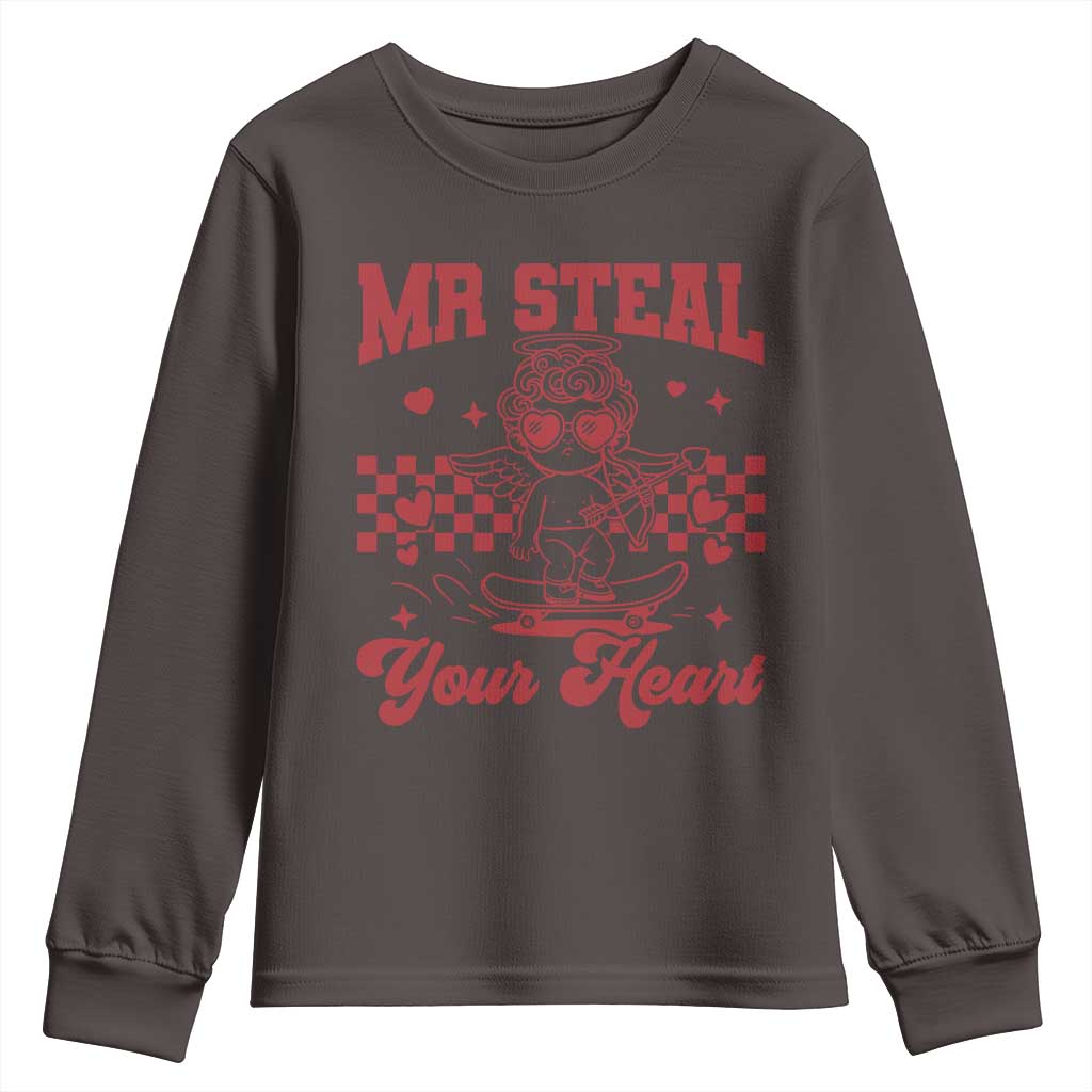 Mr Steal Your Heart Youth Sweatshirt Cute Cupid Youth Boys Baby Boy Valentine Toddler TS10 Dark Chocolate Print Your Wear