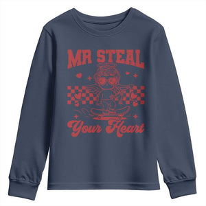 Mr Steal Your Heart Youth Sweatshirt Cute Cupid Youth Boys Baby Boy Valentine Toddler TS10 Navy Print Your Wear