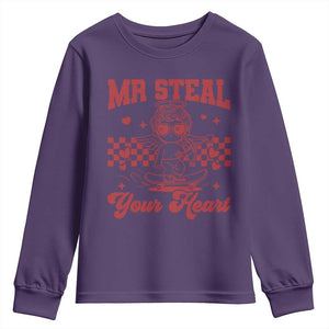 Mr Steal Your Heart Youth Sweatshirt Cute Cupid Youth Boys Baby Boy Valentine Toddler TS10 Purple Print Your Wear
