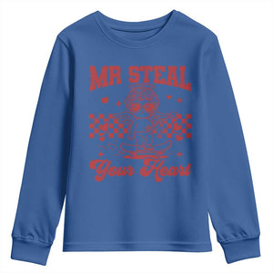 Mr Steal Your Heart Youth Sweatshirt Cute Cupid Youth Boys Baby Boy Valentine Toddler TS10 Royal Blue Print Your Wear