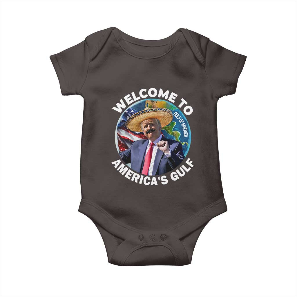America's Gulf Mexico Baby Onesie Trump Sombrero Dancing Funny Map TS10 Dark Chocolate Print Your Wear
