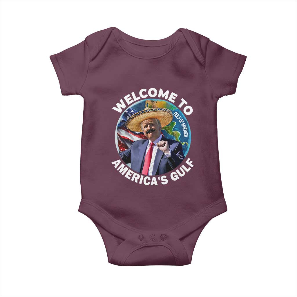 America's Gulf Mexico Baby Onesie Trump Sombrero Dancing Funny Map TS10 Maroon Print Your Wear