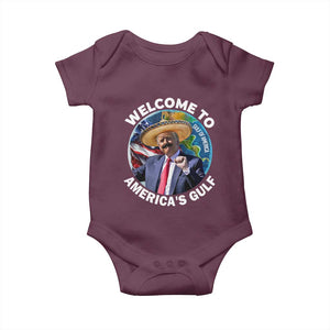 America's Gulf Mexico Baby Onesie Trump Sombrero Dancing Funny Map TS10 Maroon Print Your Wear