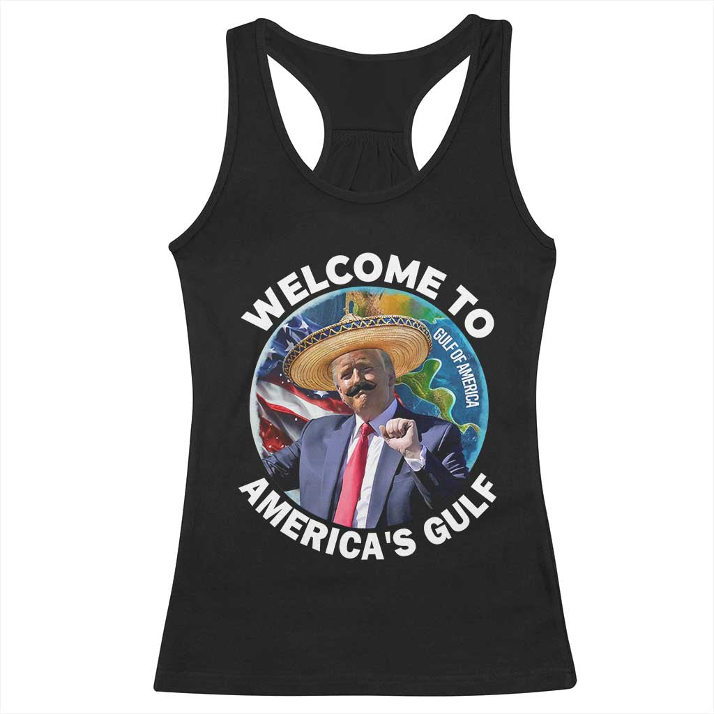 America's Gulf Mexico Racerback Tank Top Trump Sombrero Dancing Funny Map TS10 Black Print Your Wear