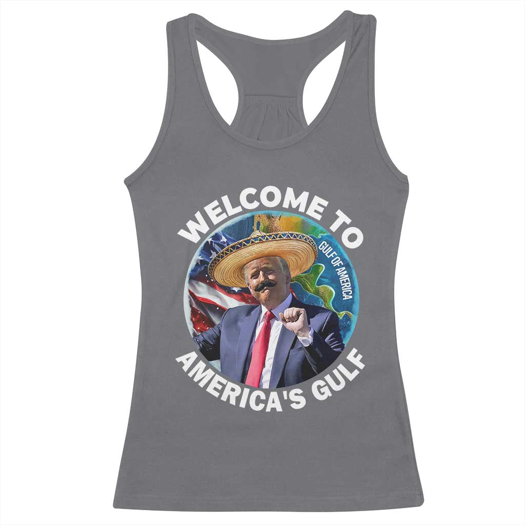 America's Gulf Mexico Racerback Tank Top Trump Sombrero Dancing Funny Map TS10 Charcoal Print Your Wear