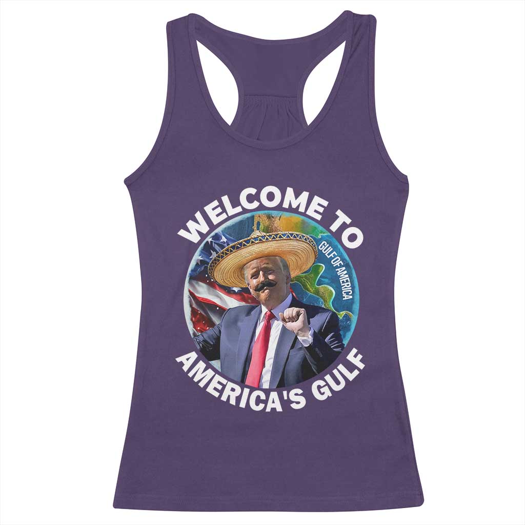 America's Gulf Mexico Racerback Tank Top Trump Sombrero Dancing Funny Map TS10 Purple Print Your Wear