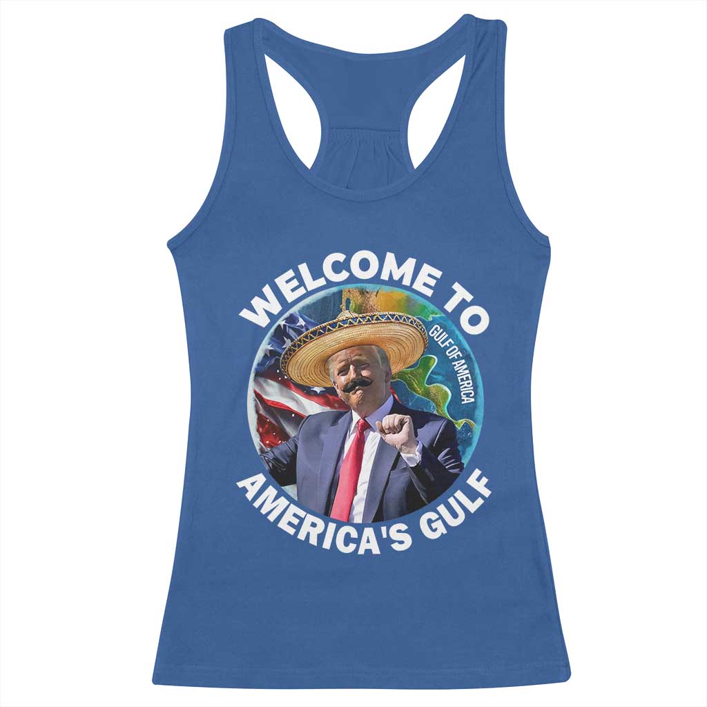 America's Gulf Mexico Racerback Tank Top Trump Sombrero Dancing Funny Map TS10 Royal Blue Print Your Wear