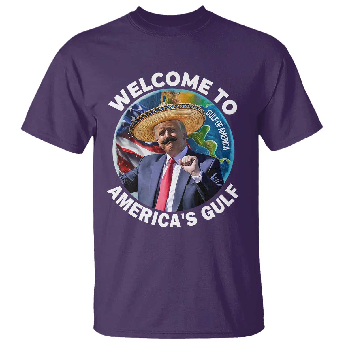 America's Gulf Mexico T Shirt Trump Sombrero Dancing Funny Map TS10 Purple Print Your Wear