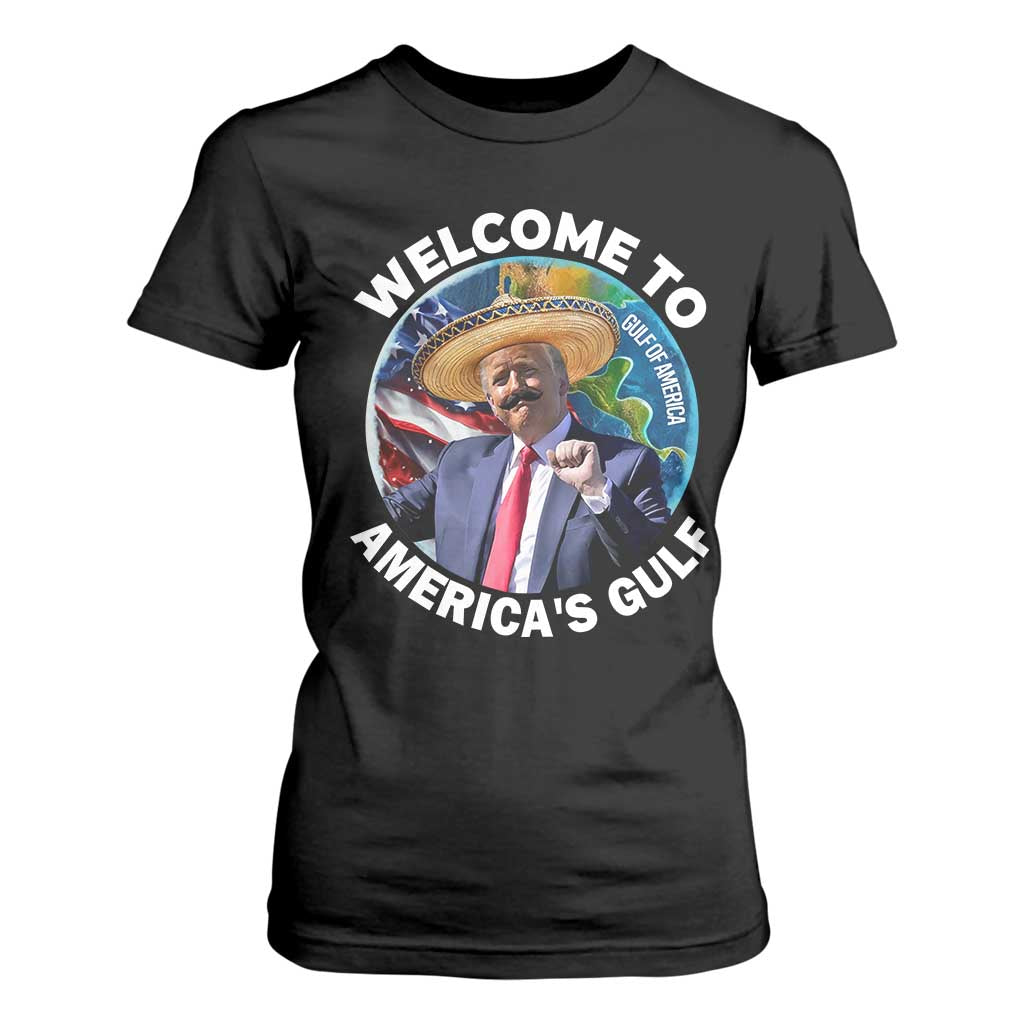 America's Gulf Mexico T Shirt For Women Trump Sombrero Dancing Funny Map TS10 Black Print Your Wear