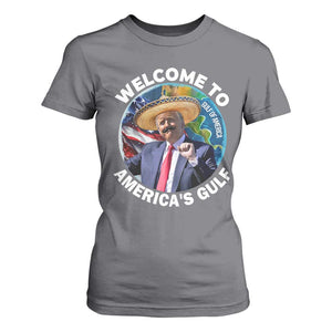 America's Gulf Mexico T Shirt For Women Trump Sombrero Dancing Funny Map TS10 Charcoal Print Your Wear