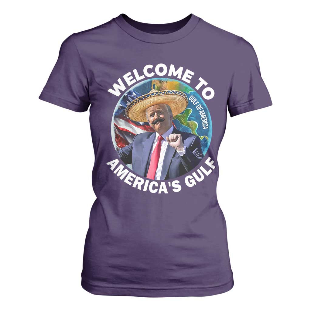 America's Gulf Mexico T Shirt For Women Trump Sombrero Dancing Funny Map TS10 Purple Print Your Wear