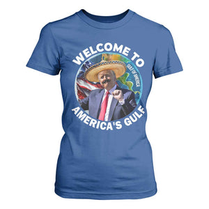 America's Gulf Mexico T Shirt For Women Trump Sombrero Dancing Funny Map TS10 Royal Blue Print Your Wear