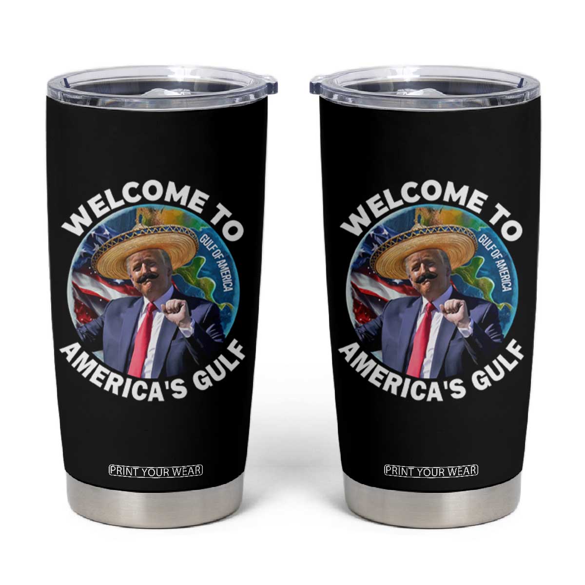 America's Gulf Mexico Tumbler Cup Trump Sombrero Dancing Funny Map TS10 Black Print Your Wear