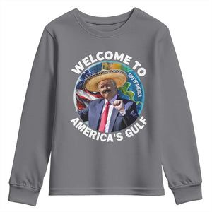 America's Gulf Mexico Youth Sweatshirt Trump Sombrero Dancing Funny Map TS10 Charcoal Print Your Wear