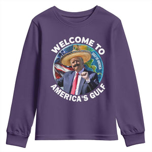 America's Gulf Mexico Youth Sweatshirt Trump Sombrero Dancing Funny Map TS10 Purple Print Your Wear