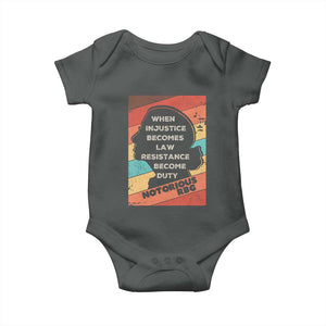 When Injustice Becomes Law Resistance Becomes Duty Baby Onesie Political Protest Feminist RGB TS10 Dark Heather Print Your Wear