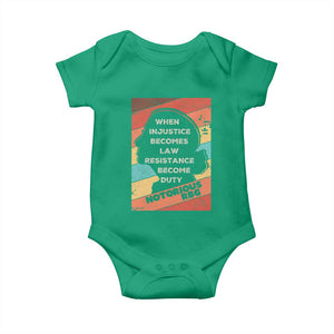 When Injustice Becomes Law Resistance Becomes Duty Baby Onesie Political Protest Feminist RGB TS10 Irish Green Print Your Wear
