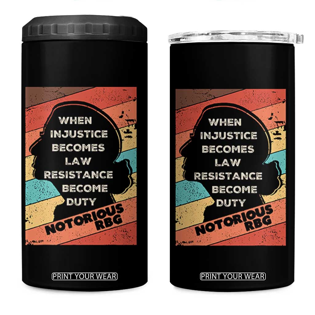 When Injustice Becomes Law Resistance Becomes Duty 4 in 1 Can Cooler Tumbler Political Protest Feminist RGB TS10 One Size: 16 oz Black Print Your Wear