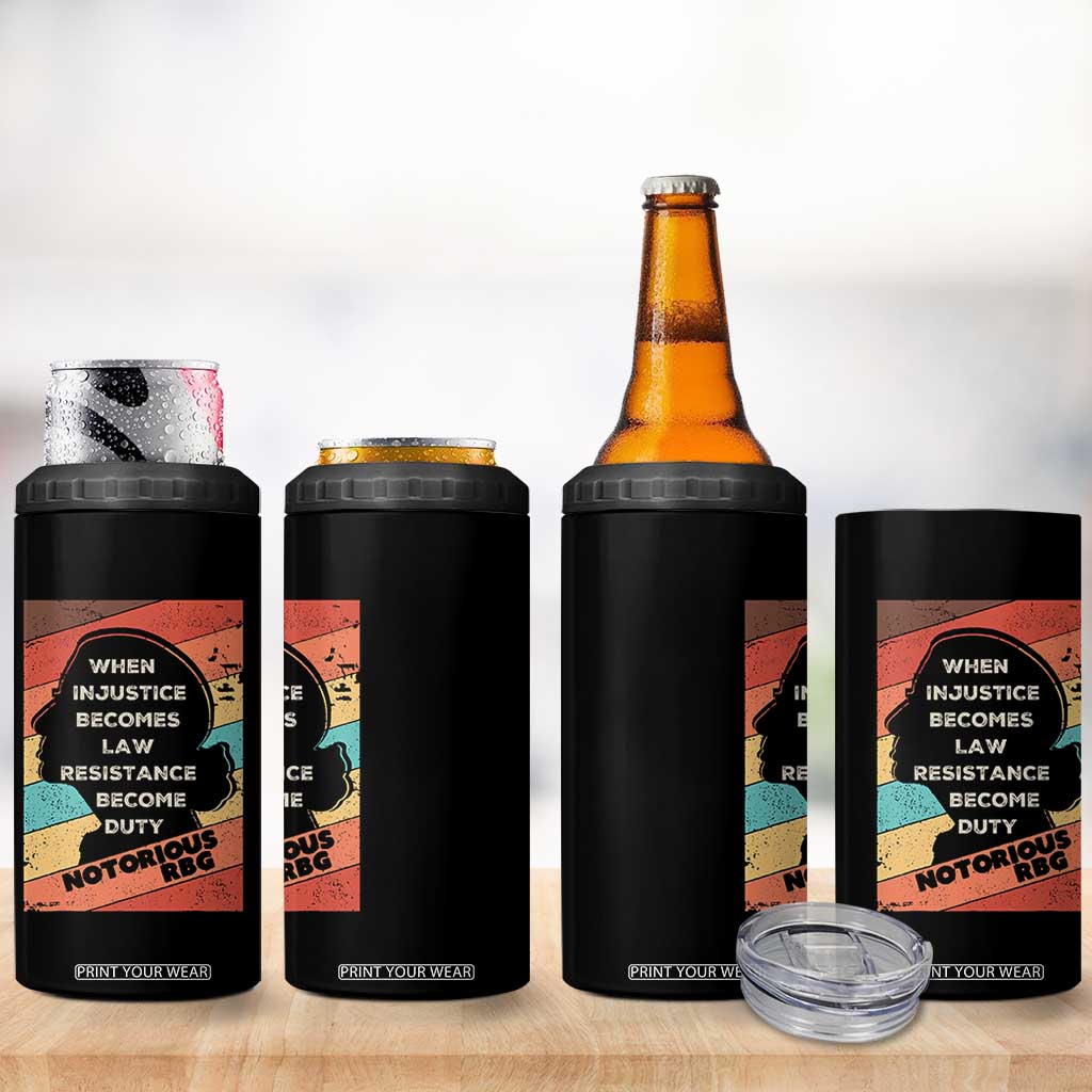 When Injustice Becomes Law Resistance Becomes Duty 4 in 1 Can Cooler Tumbler Political Protest Feminist RGB TS10 Print Your Wear