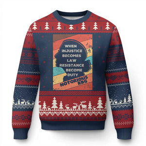 When Injustice Becomes Law Resistance Becomes Duty Ugly Christmas Sweater Political Protest Feminist RGB TS10 Navy Red Print Your Wear