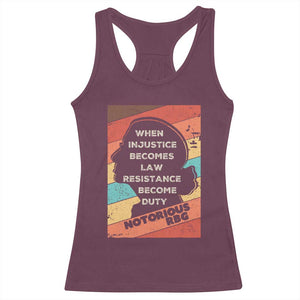 When Injustice Becomes Law Resistance Becomes Duty Racerback Tank Top Political Protest Feminist RGB TS10 Maroon Print Your Wear