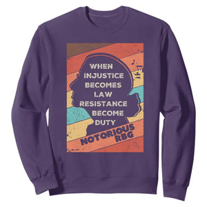 When Injustice Becomes Law Resistance Becomes Duty Sweatshirt Political Protest Feminist RGB TS10 Purple Print Your Wear
