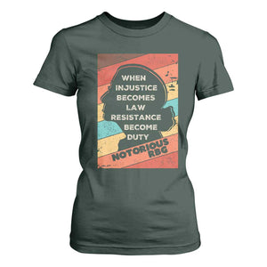 When Injustice Becomes Law Resistance Becomes Duty T Shirt For Women Political Protest Feminist RGB TS10 Dark Forest Green Print Your Wear