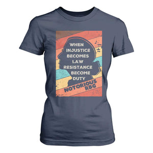 When Injustice Becomes Law Resistance Becomes Duty T Shirt For Women Political Protest Feminist RGB TS10 Navy Print Your Wear