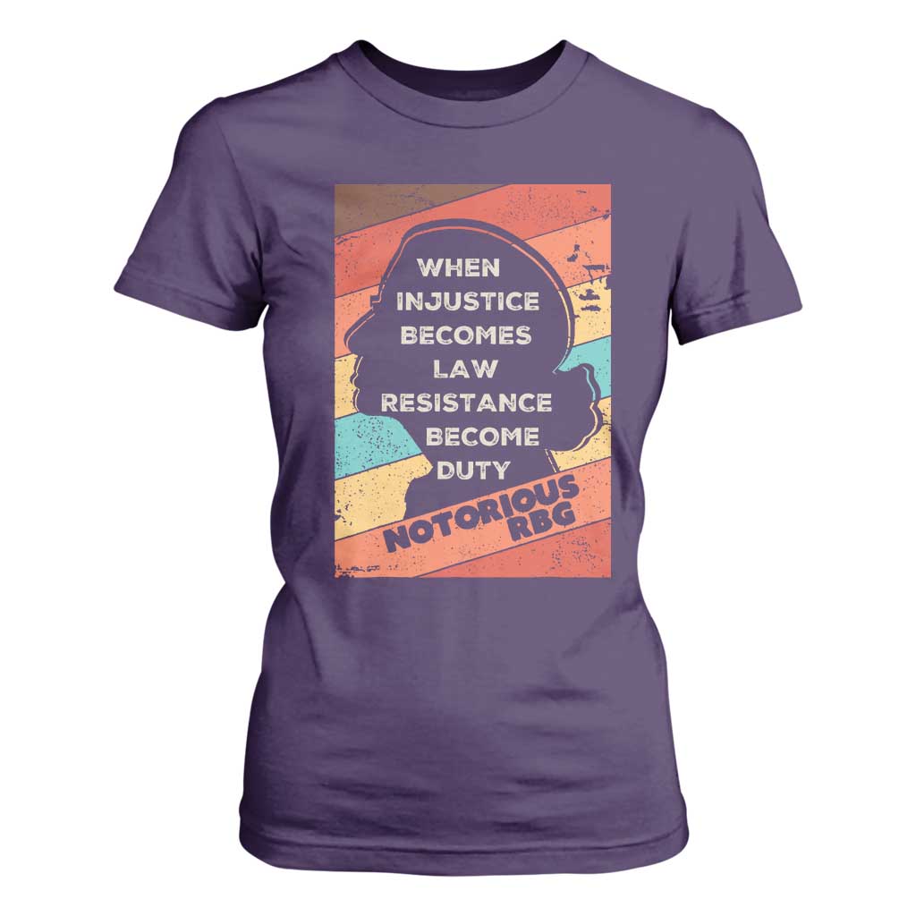 When Injustice Becomes Law Resistance Becomes Duty T Shirt For Women Political Protest Feminist RGB TS10 Purple Print Your Wear