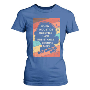 When Injustice Becomes Law Resistance Becomes Duty T Shirt For Women Political Protest Feminist RGB TS10 Royal Blue Print Your Wear