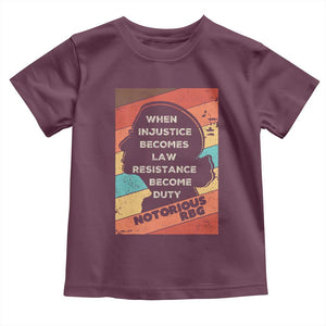 When Injustice Becomes Law Resistance Becomes Duty Toddler T Shirt Political Protest Feminist RGB TS10 Maroon Print Your Wear