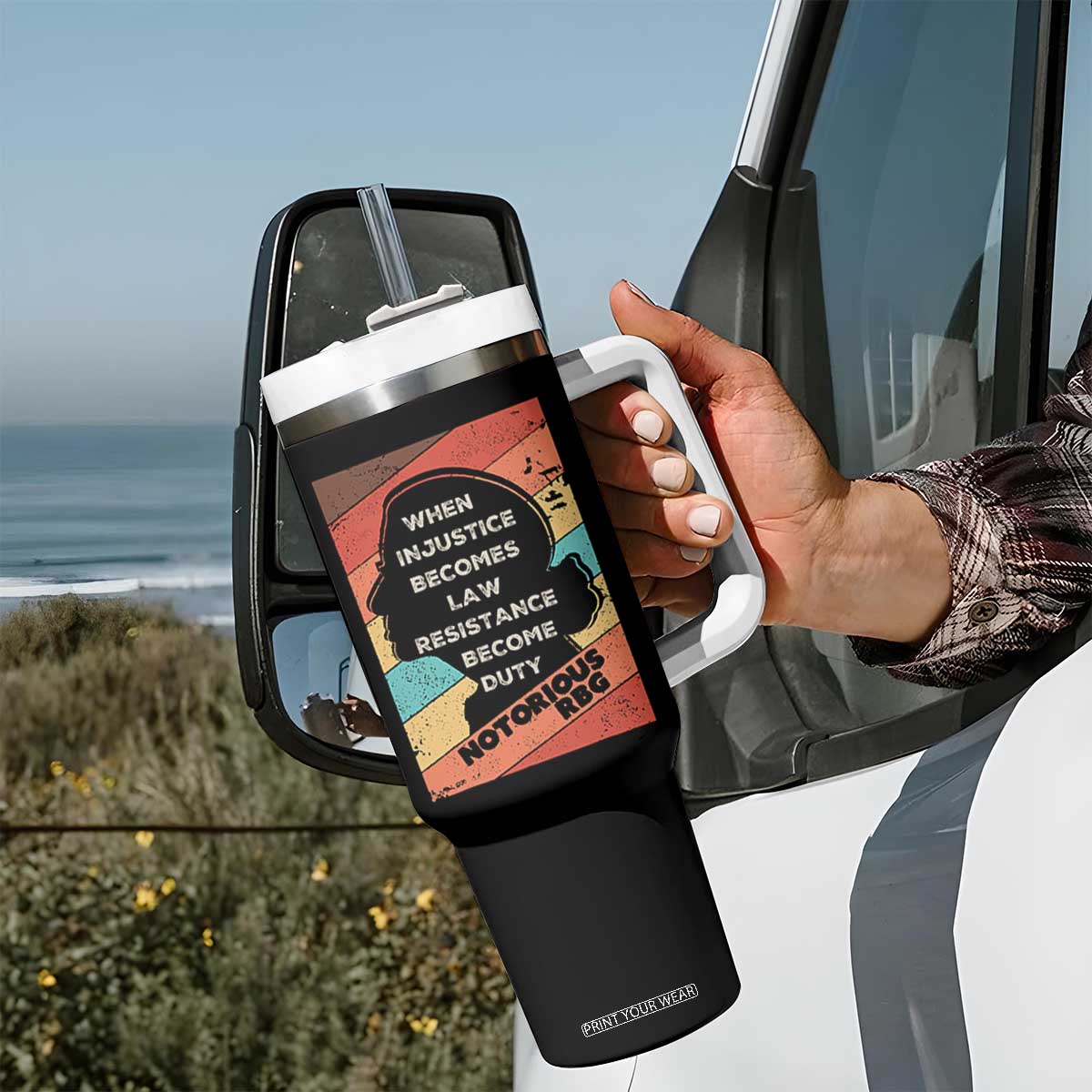 When Injustice Becomes Law Resistance Becomes Duty Tumbler With Handle Political Protest Feminist RGB TS10 Print Your Wear