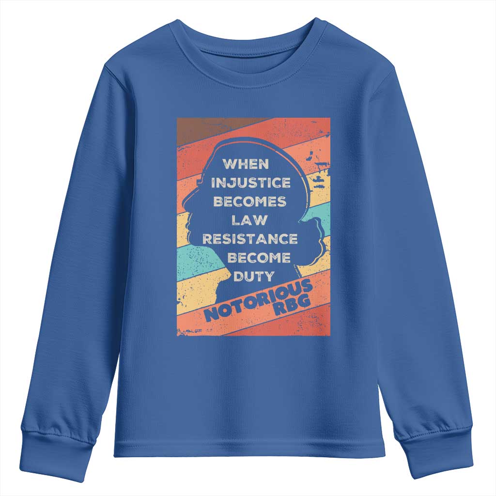 When Injustice Becomes Law Resistance Becomes Duty Youth Sweatshirt Political Protest Feminist RGB TS10 Royal Blue Print Your Wear