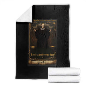 Tarot Card RBG Throw Blanket When Injustice Becomes Law Resistance Becomes Duty TS10 Black Print Your Wear